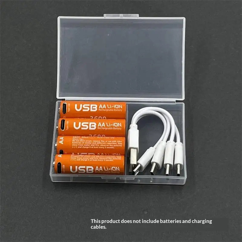 1Pcs Universal AA Battery Storage Box Transparent Plastic Battery And 4-in-1 Charging Cable Organizer Case Oasis Select