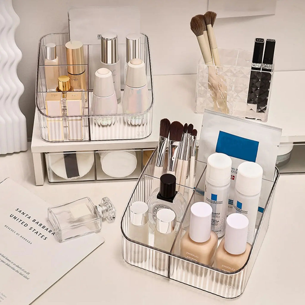 Desktop Five Grid Storage Box, Transparent Trapezoidal Acrylic Dressing Table, Household Lipstick And Cosmetics Sorting Box Oasis Select