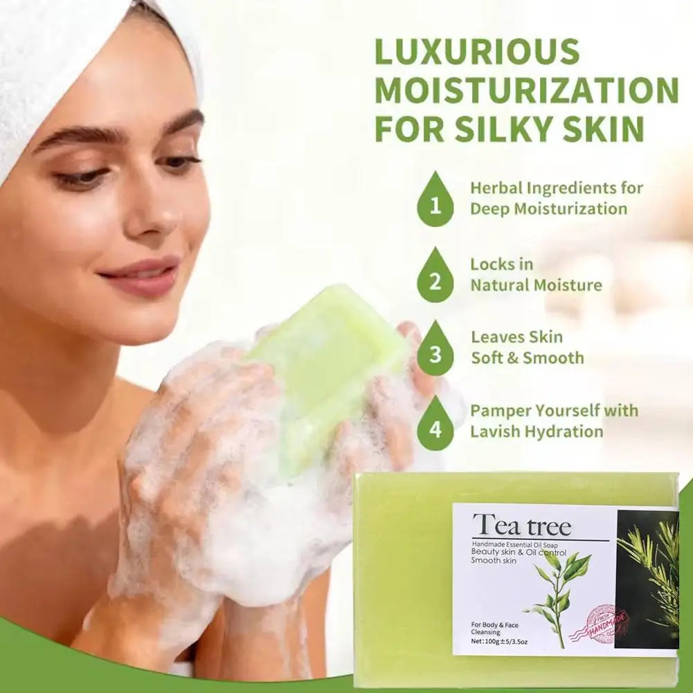 Tea Tree Oil Soap Bar for Face & Body Wash Handmade All Natural Organic Bath Soap Facial Cleanser Soothing Hydrating Body Wash Oasis Select