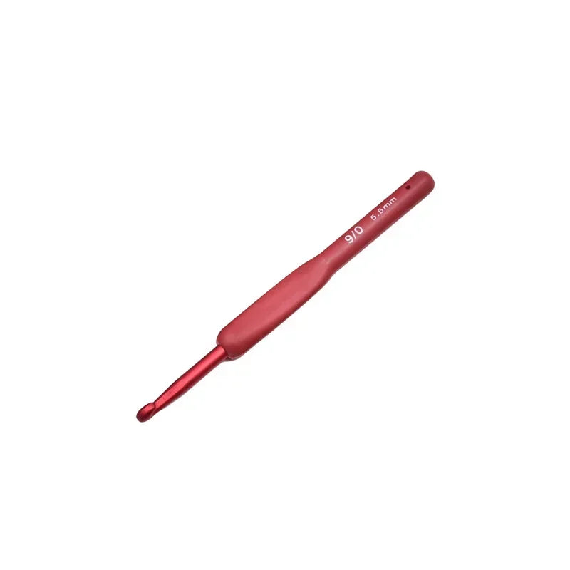 Aluminum Tulip Red Crochet Hook Frosted Handle TPR Silicone Crochet Sweater Knitting Hooks DIY Handmade Crafts Sewing Tools Oasis Select 08-5.5mm