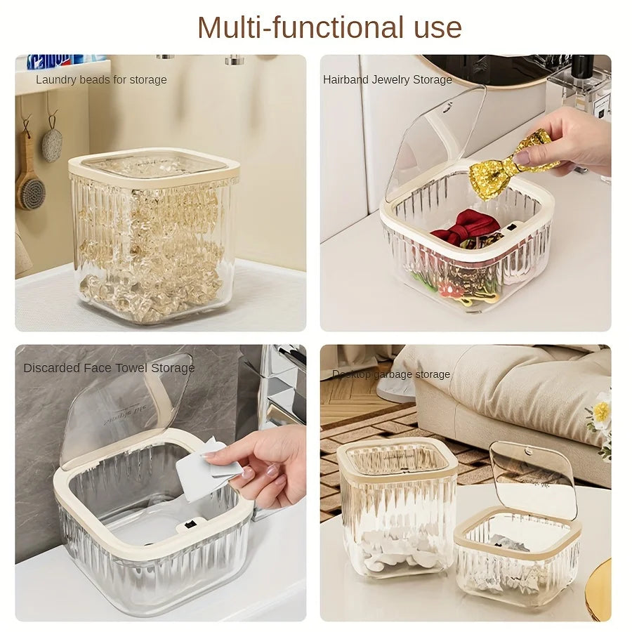 Clear Laundry Capsule Dispenser - Odorless plastic storage container for detergent and dryer sheets, flip-top organizer Oasis Select