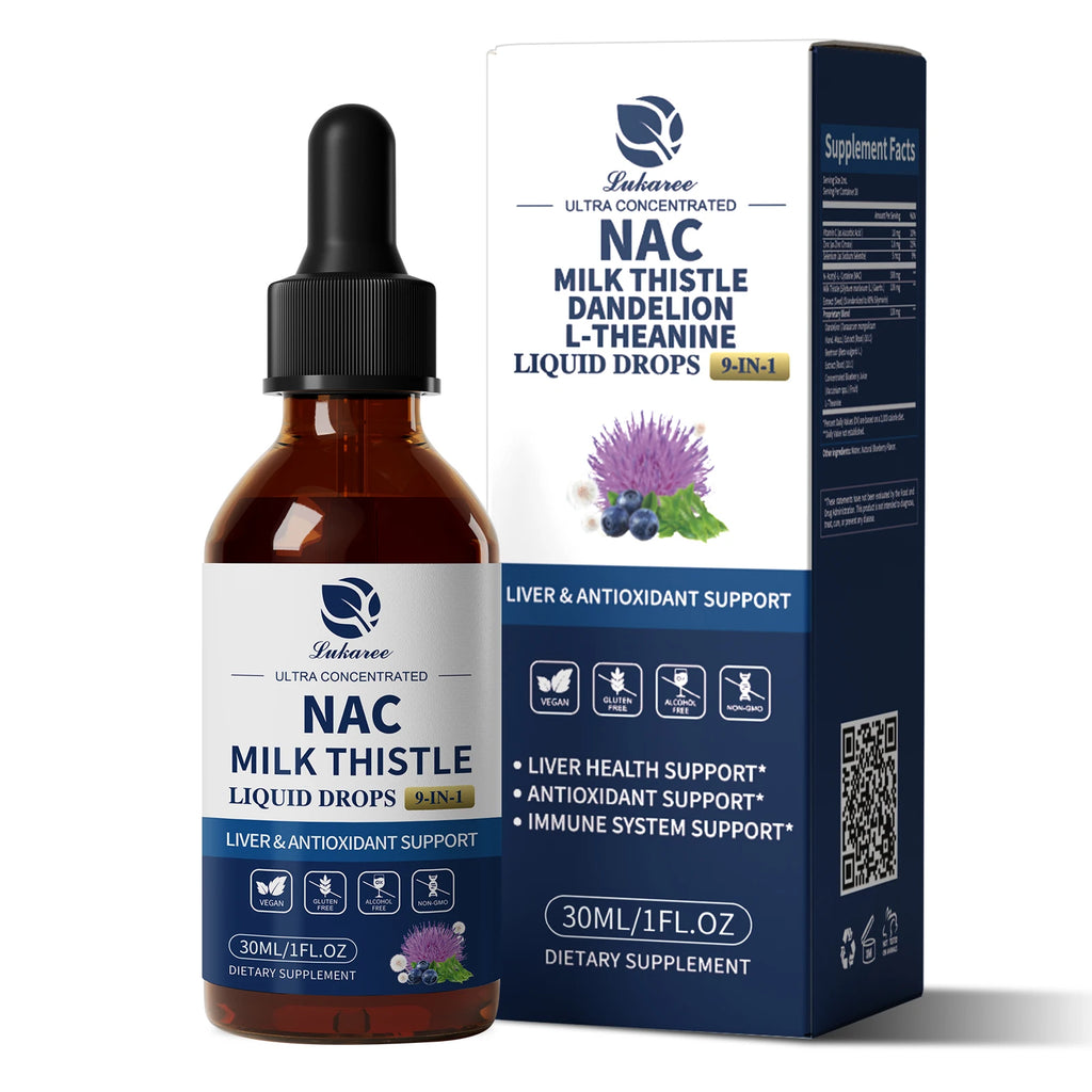 Lukaree Liposomal NAC Supplement with Milk Thistle for Liver,Kidney & Lung Support, Antioxidants & Immune Support Vegan, Non-GMO Oasis Select 30ml x 2bottles 2bottles United States