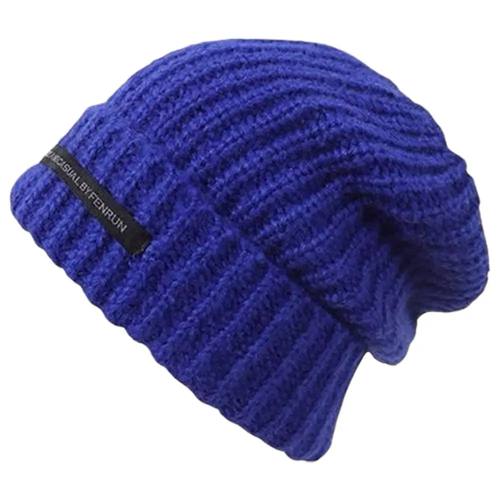 2025 Fashionable Men's Autumn And Winter Knitted Hats Large Size Warm Cold Beanie Hat Loose Big Head Ware Knitting Hat For Men Oasis Select Blue One size