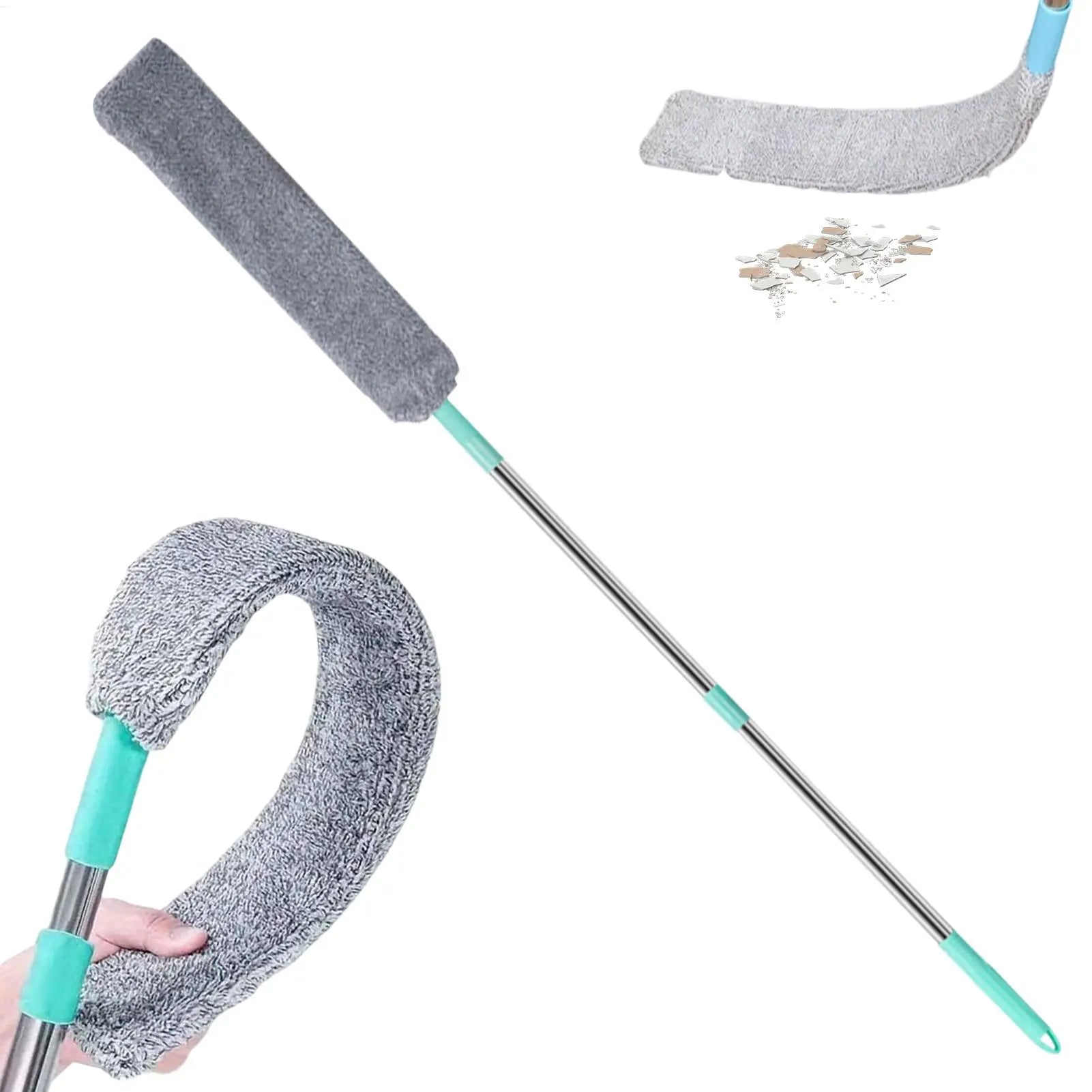 Flat Duster Retractable Long Handle Microfiber Duster Under Appliance Cleaning Tool for Home Apartment Office Floor Furniture Oasis Select