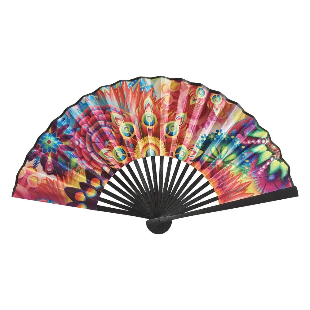 Decoration 23 Cm Kung Fu Fan Large Gradient Colorful Folding Hand Fan Personality Foldable Hand Rave Fan Music Oasis Select Phoenix