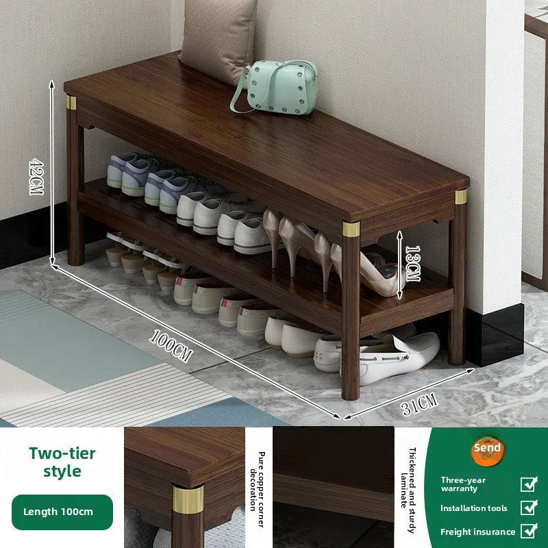 New Chinese-style shoe change stool, shoe stool at the door simple bench stool at home, shoe rack shoe store shoe test stool Oasis Select Second floor 100cm