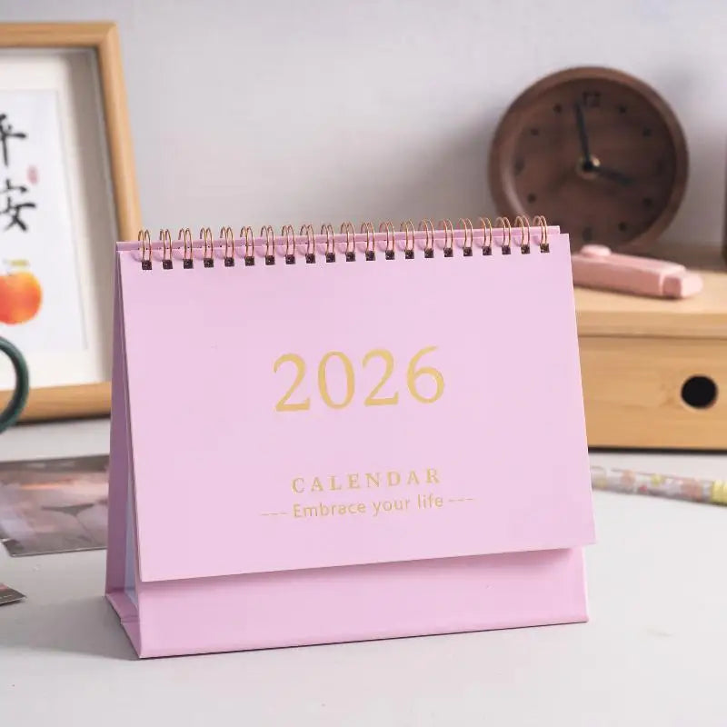 2026 Calendar Simple Memo Book Monthly Daily Planner Scheduler Time Management Home Office Desktop Decoration Standing Calendar Oasis Select Pink