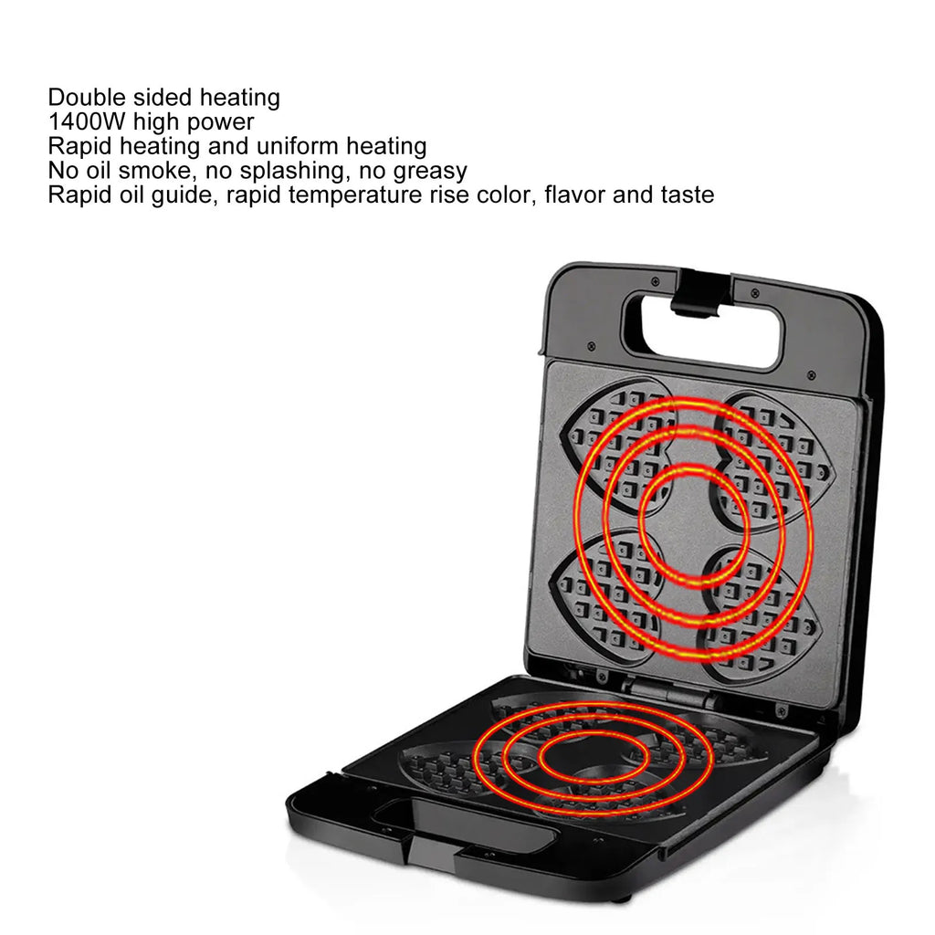 Heart Shaped Waffle Maker 1400W Nonstick Electric Waffle Machine Makes 4 Heart Shaped Waffles for Home Breakfast Snacks Oasis Select