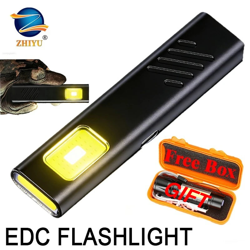 Powerful Mini COB LED Keychain Flashlight USB C Rechargeable Hanging Work Light Waterproof Keyring Camping Walking Pocket Lamp Oasis Select