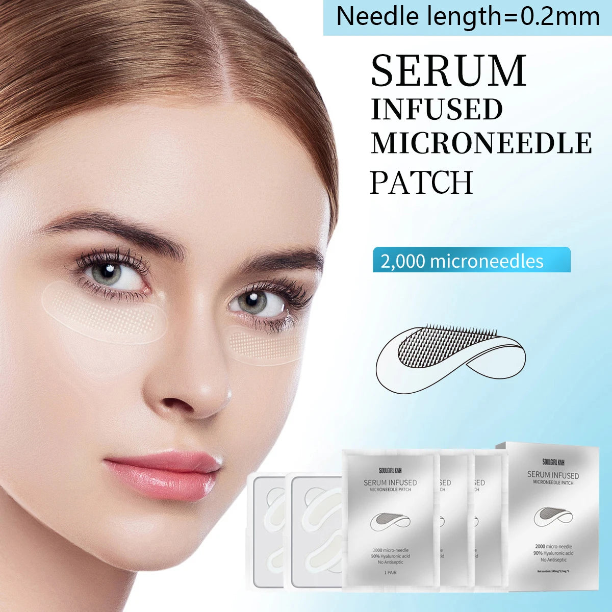 Hyaluronic Acid Microneedle Eye Patches – 3 Pairs, Hydrating