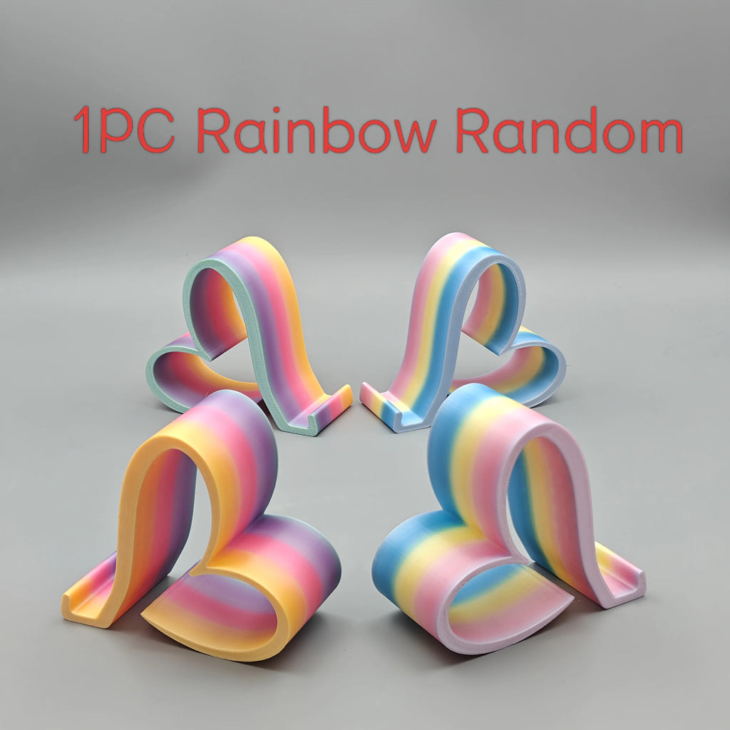 3D Printed Heart Shaped Phone Tablet Stand Multi Color Desktop Holder Home Office Decor Romantic Valentine Christmas Gift Oasis Select 1 Random Rainbow