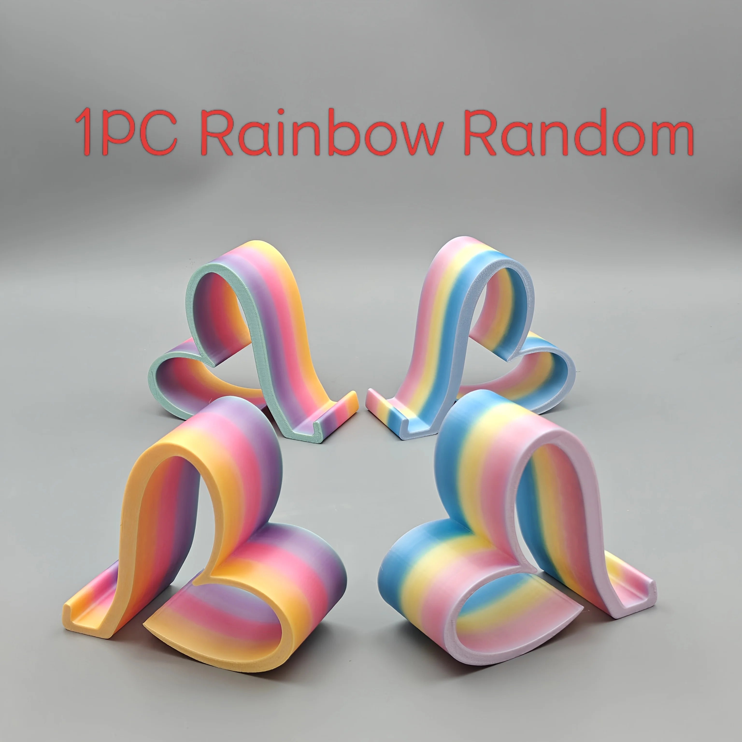 3D Printed Heart Shaped Phone Tablet Stand Multi Color Desktop Holder Home Office Decor Romantic Valentine Christmas Gift Oasis Select 1 Random Rainbow