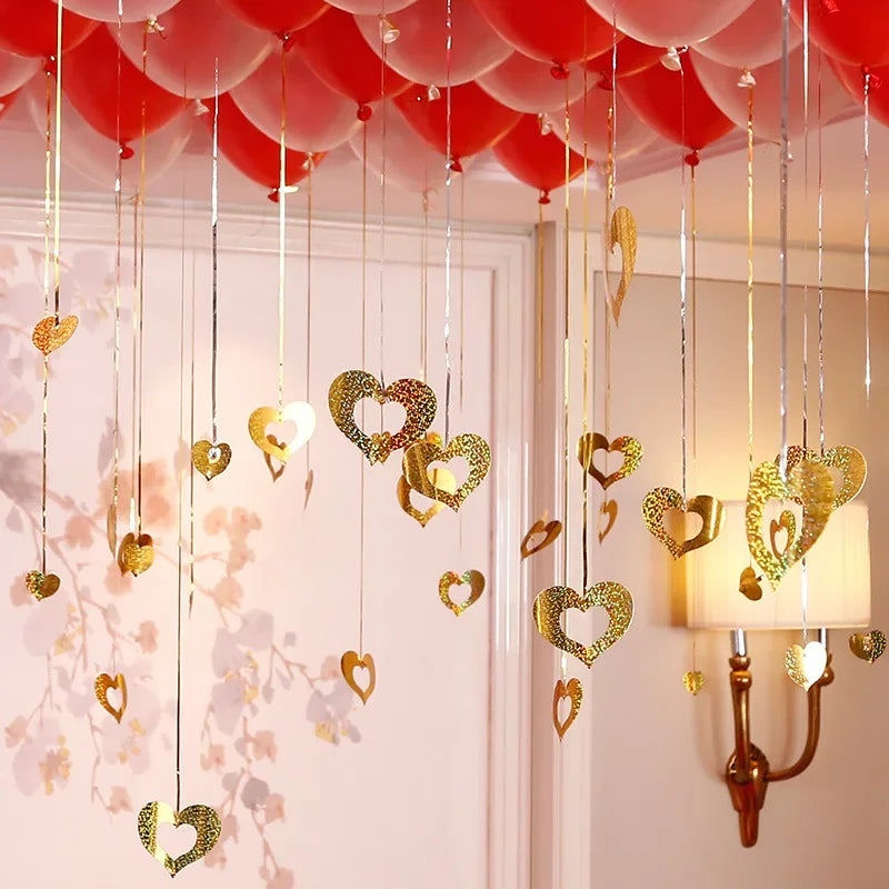 100pcs Gold Silver Paper Garland Star String Banners Kids Wall Backdrop Decorations Baby Shower Bright Home DIY Decor Supplies Oasis Select