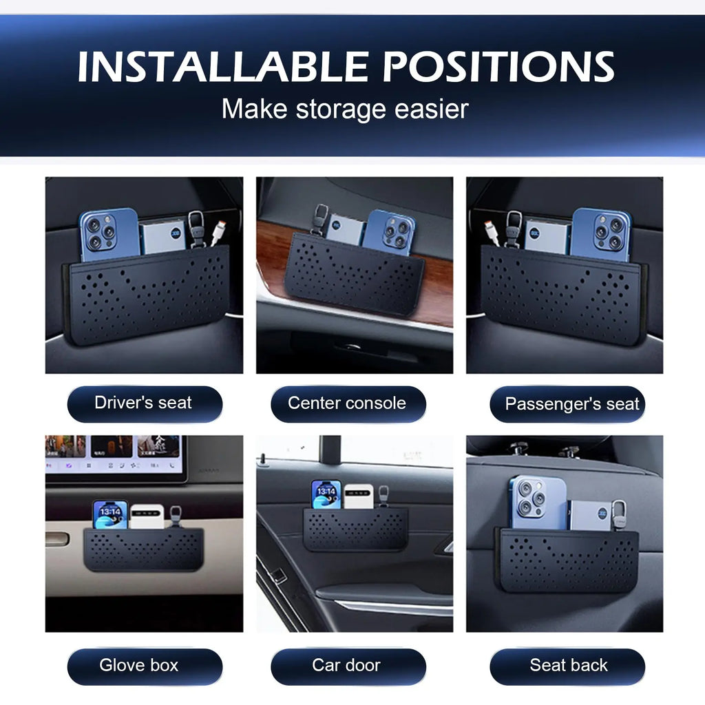 PU Leather Car Seat Side Organizer – Phone & Storage Pocket