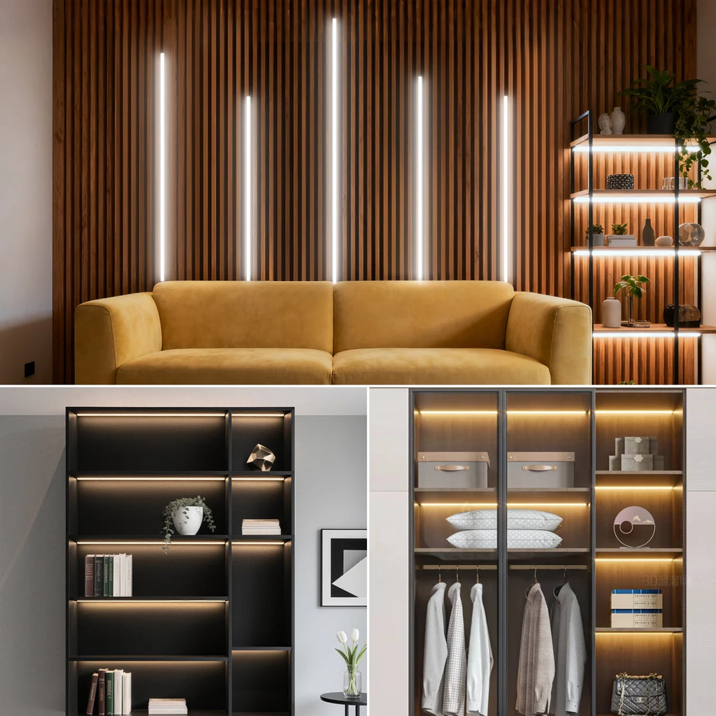 AC100V-240V to 24V Touch Control Swtich Dimmable COB LED Neon Strip Light for Multiple Closet Soundproof Panel Souvenir Cabinet Oasis Select