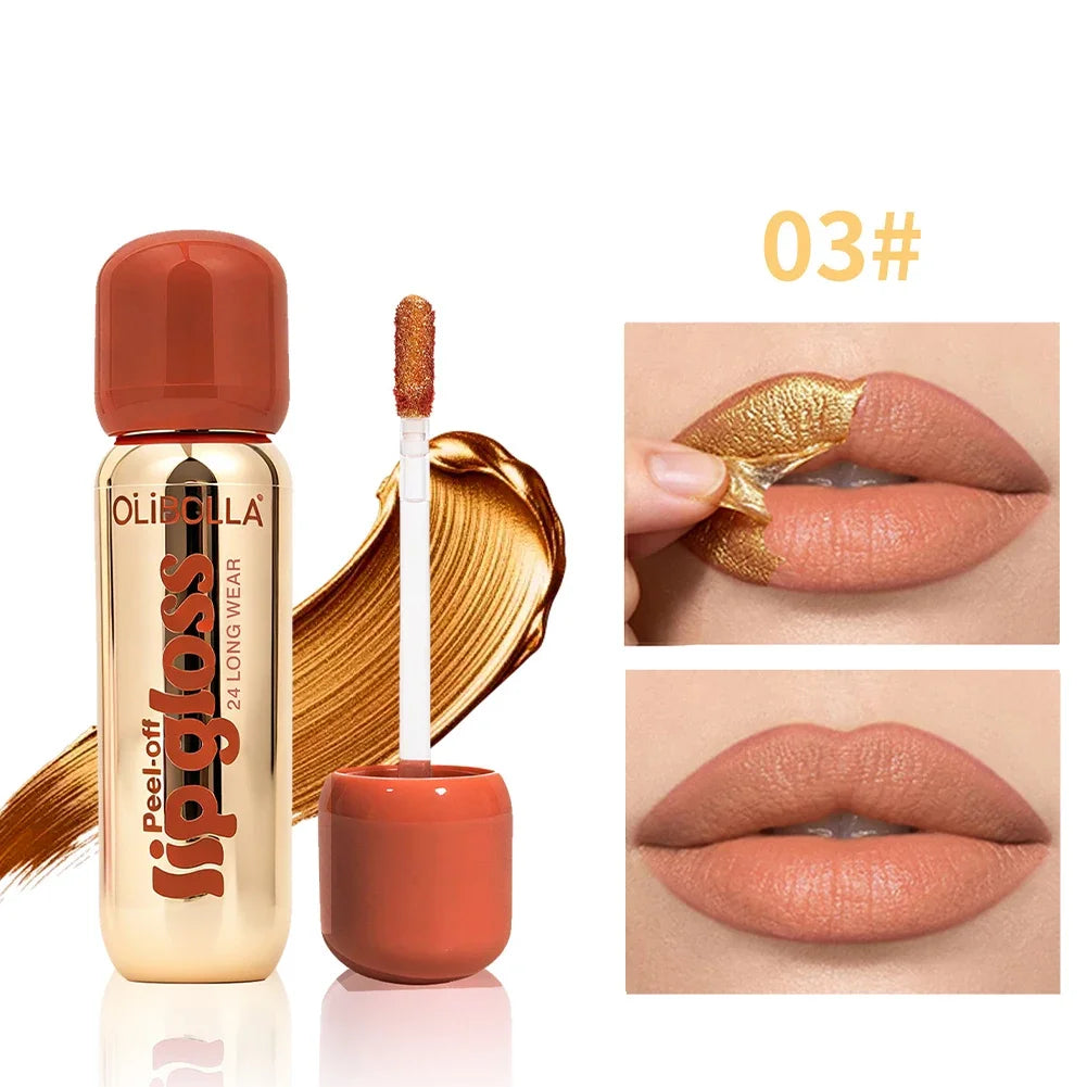1Pc Gold Peel Off Lip Liner & Lip Gloss, Long Lasting Waterproof Lip Tattoo Stain Oasis Select 03