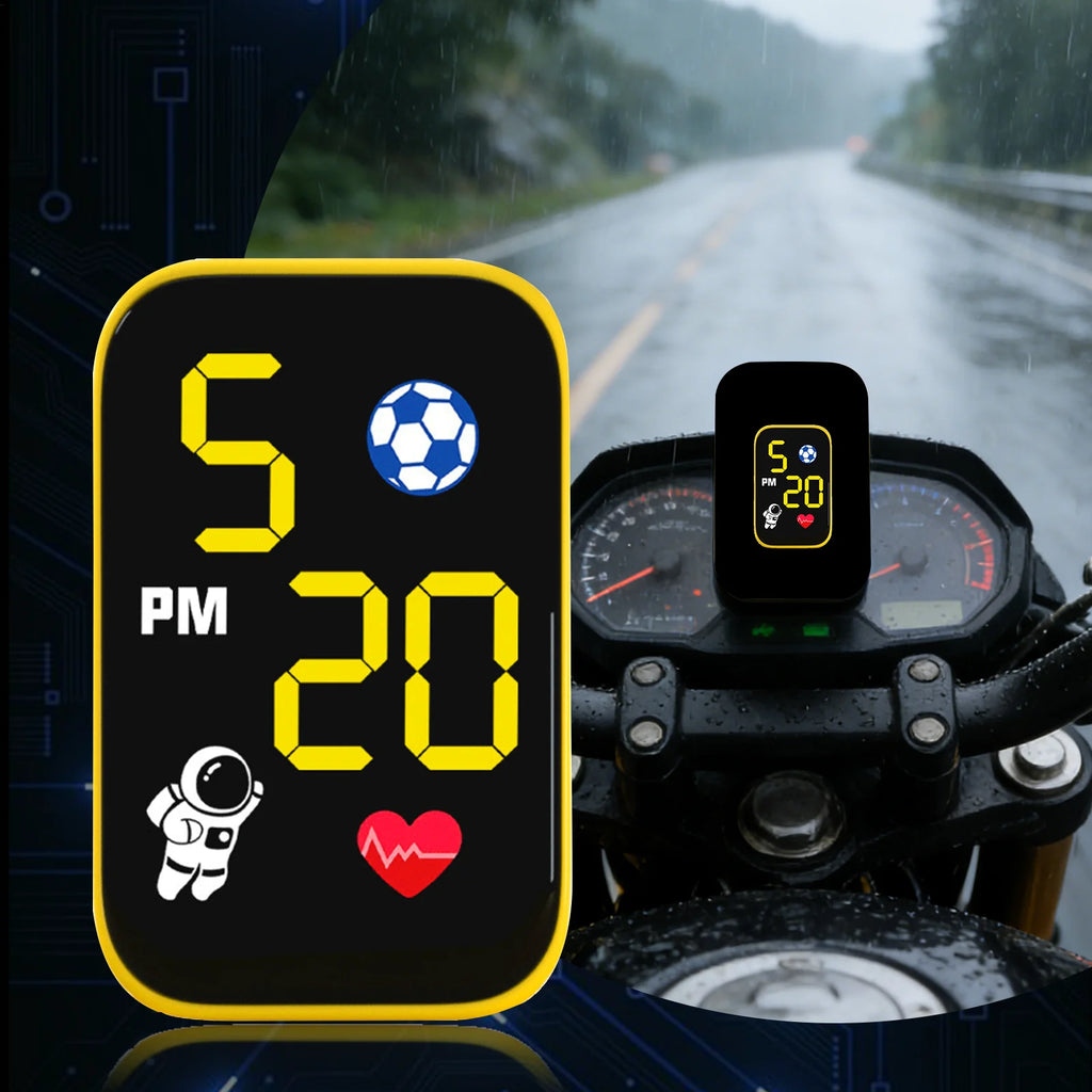 Mini Motorcycle Clock Dashboard Mount Waterproof Lighted Display Motorbike Digital Clock for Cycling Enthusiasts Commuting Urban Oasis Select