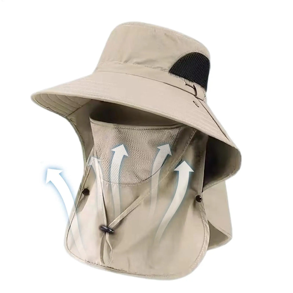 1PC Summer Sun Hats UV Protection Outdoor Hunting Fishing Cap For Men Women Hiking Camping Visor Bucket Hat Neck Flap Fisherman Oasis Select
