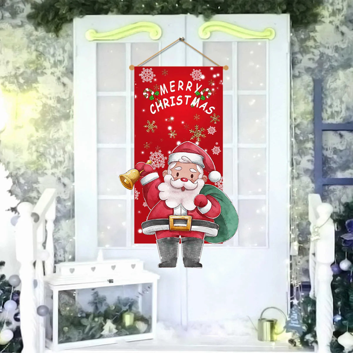 Christmas Door Hanging Flag, Christmas Wall Hanging Flag Merry Christmas Ornament Christmas Tree Flag for Wall Door Party Decor Oasis Select C
