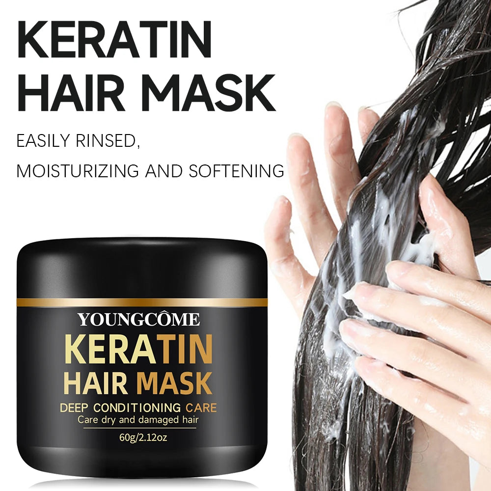 YOUNGCOME Keratin Hair Mask & Essential Oil Set – 5 Min