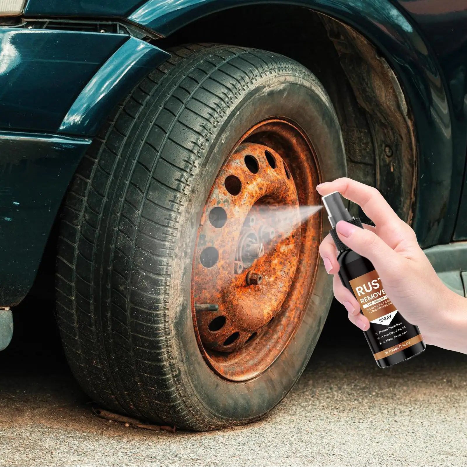 Rust Remover for Metal Automotive Rust Remover Effective Concentrated 1 Fl.oz Fast-Acting Long-Lasting Cleaner for Workshop Oasis Select