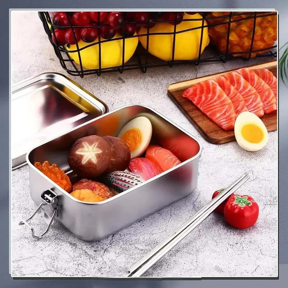 Stainless Steel Bento Lunch Box – Leak-Proof, Lockable Clips Stainless Steel Lunch Box Oasis Select