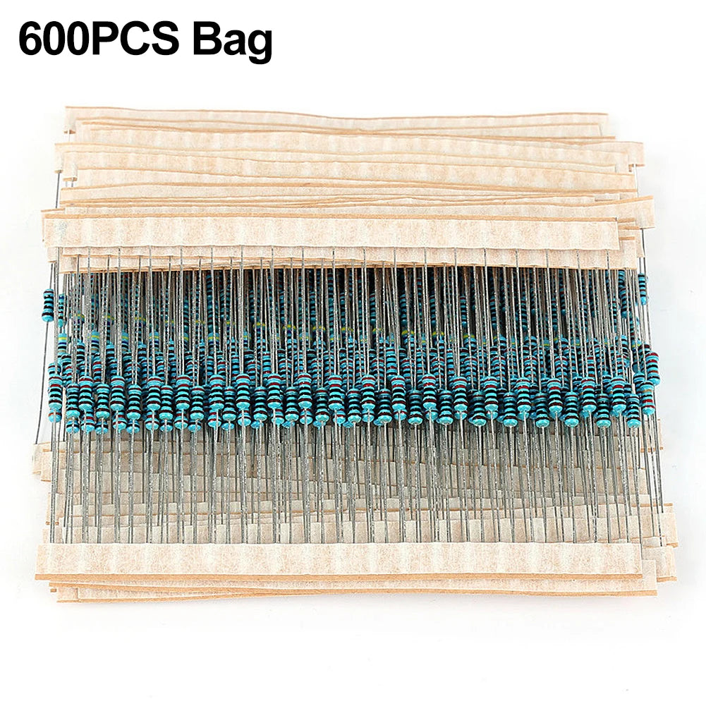 300/600pcs Metal Film Resistor Kit – 30 Values 1% 1/4W 10R–1M Resistor Assortment Kit Oasis Select
