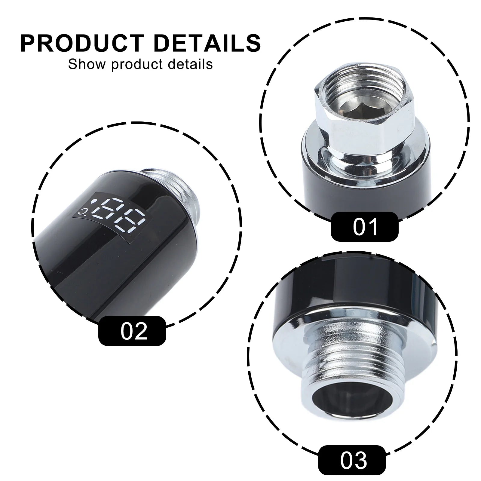 Digital Shower Thermometer LED Display 0–99°C | 3-Color Alert Shower Thermometer Oasis Select