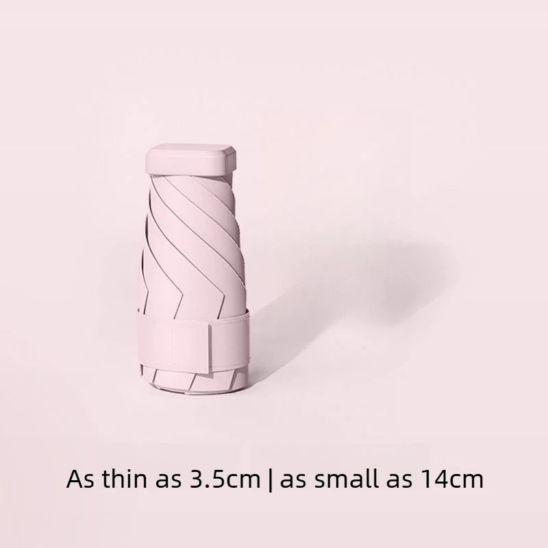 1pcs Lightweight 6-Fold Foldable Umbrella Thin Card Style Sunshade UV Protection Dual-Use Rain Umbrella for Women Oasis Select Midsummer powder 6K iron