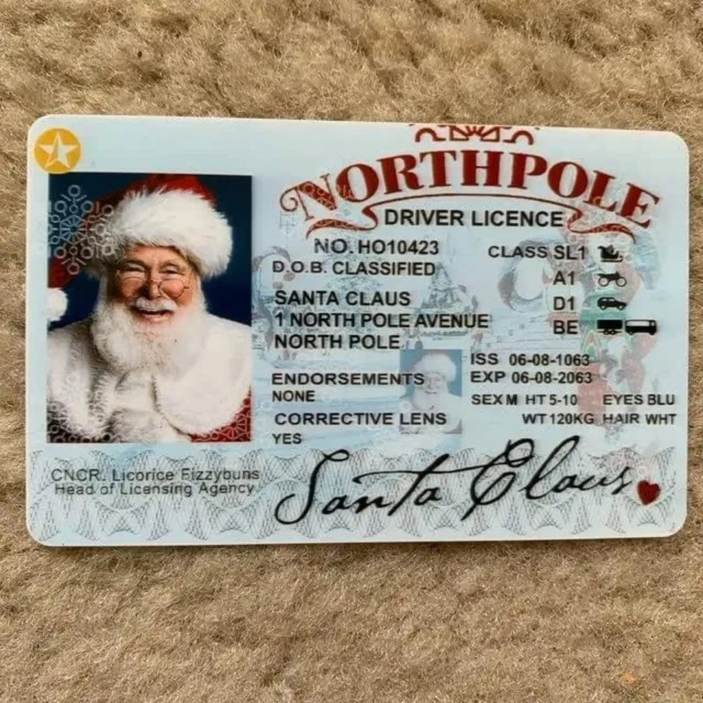 Card Santa Claus Flying Licence Christmas Eve Driving Licence Christmas Gift For Children Kids Chris Lost ID Card Santa License Oasis Select