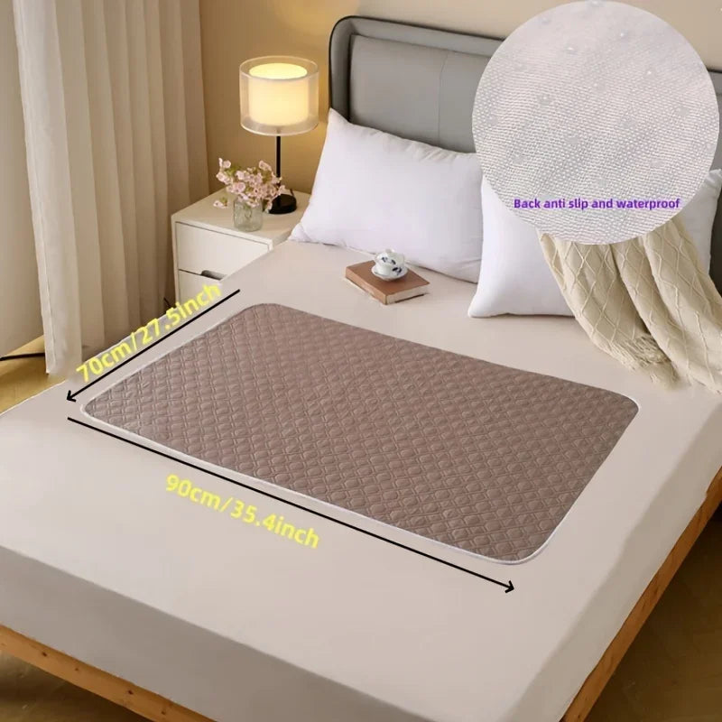 Leak-Proof Washable Incontinence Pad - Counter-slip Non-Woven Fabric Bed Mat for Seniors, Pets, Menstruation & Home Use Oasis Select brown-70x90cm