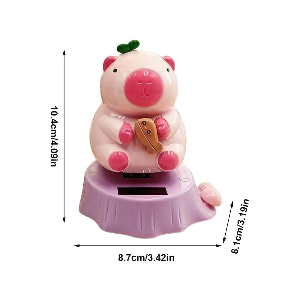 1PC Solar Powered Swinging Capybara Figurines Shaking Head Dashboard Dancing Figures Car Dashboard Decorative Ornaments ﻿ Oasis Select Red