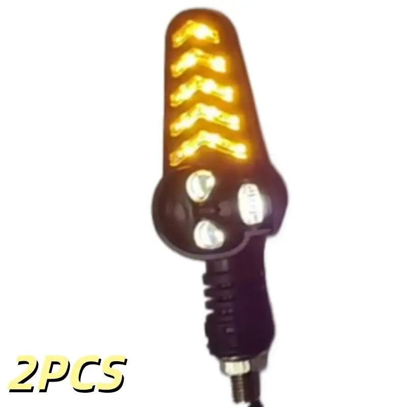 2Pcs Dual Color Skeleton Arrow Amber Flashing Blinker Indicator Motorcycle Owl Shaped LED Turn Flowing Signal Light Oasis Select A3