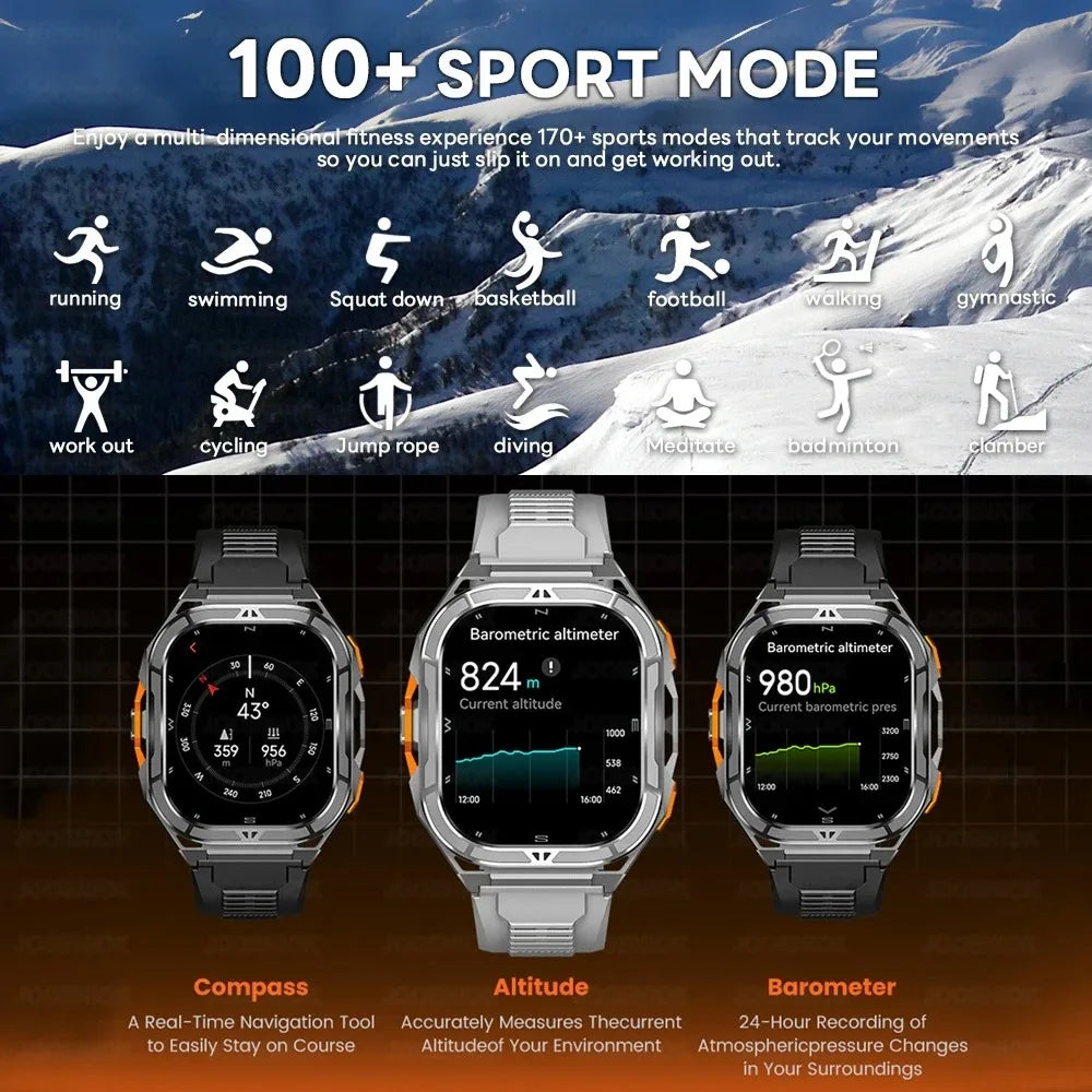 GPS Smart Watch 1.96" AMOLED Bluetooth Call 5ATM Compass