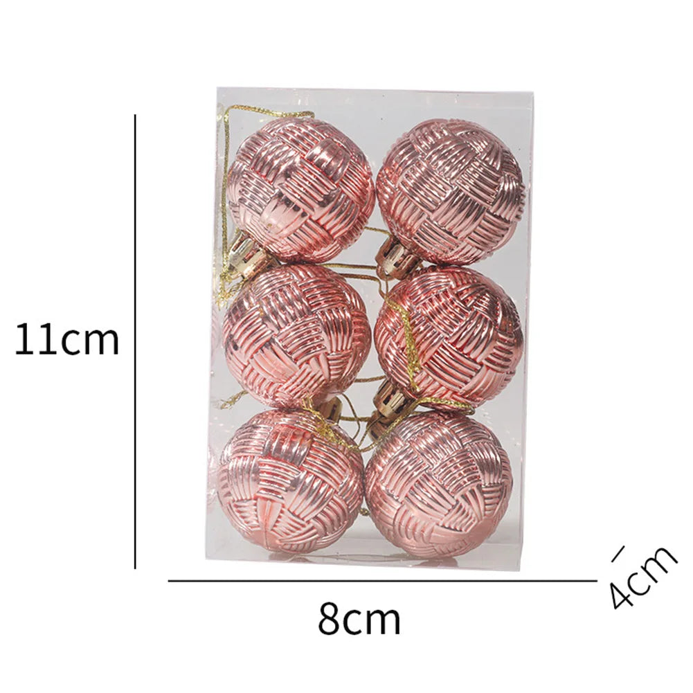 Baubles Mixed Christmas Balls Adapter Xmas Tree 6PCS Accessory Assembly Decoration Ornament Party High Quality Oasis Select Rose Gold China Mainland