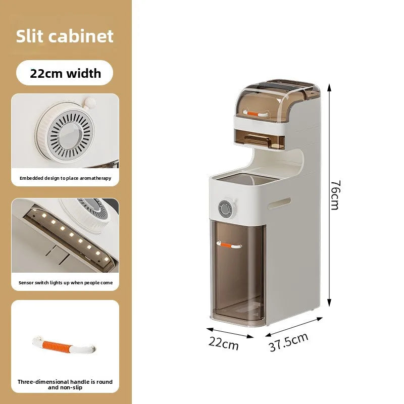 Multi-functional Drawer Type Crevice Cabinet, Kitchen Storage Rack, Bathroom, Narrow Slit With Light, Dust-proof Storage Cabinet Oasis Select 22cm-5-D