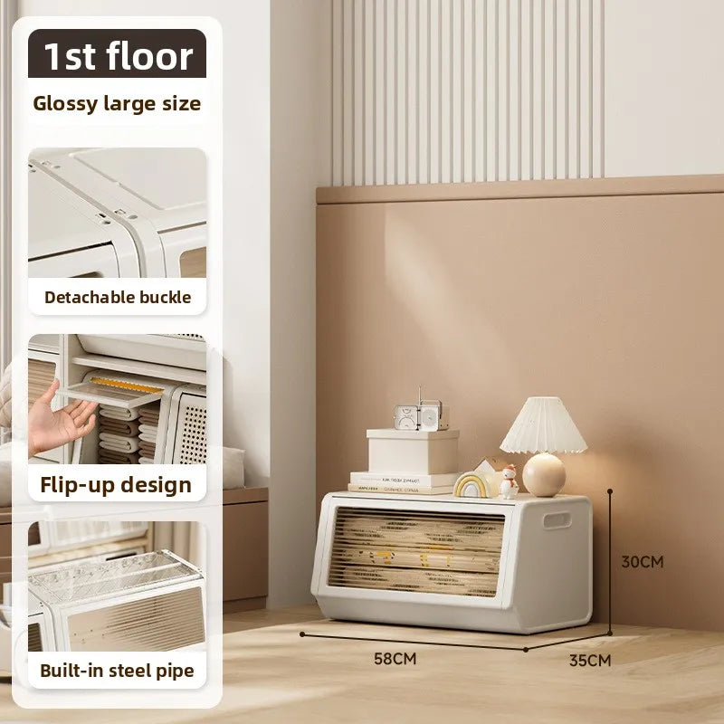 Oblique storage cabinet Children's toy storage rack Living room rack Bedroom finishing locker Multi-layer combination cabinet Oasis Select 58CM-1 Transparent