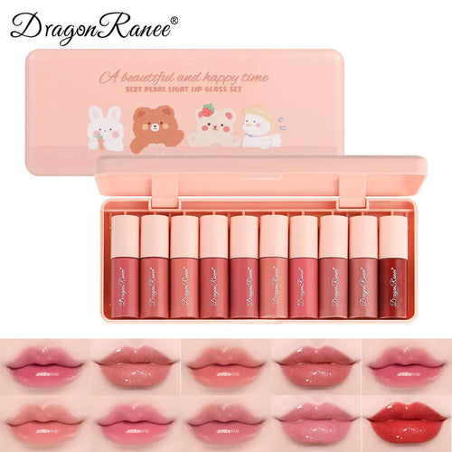 10-Color Cartoon Lip Gloss Set – Waterproof Mirror Finish Glaze Lip Gloss Set Oasis Select