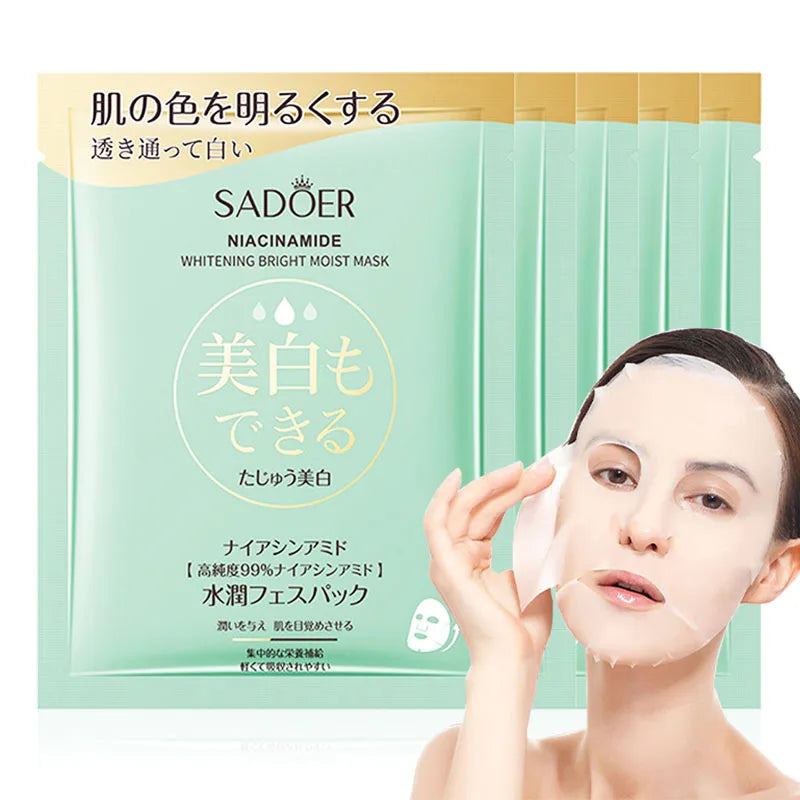 SADOER Nicotinamide Face Masks – Brighten & Hydrate (5/10pk) Brightening Sheet Mask Oasis Select