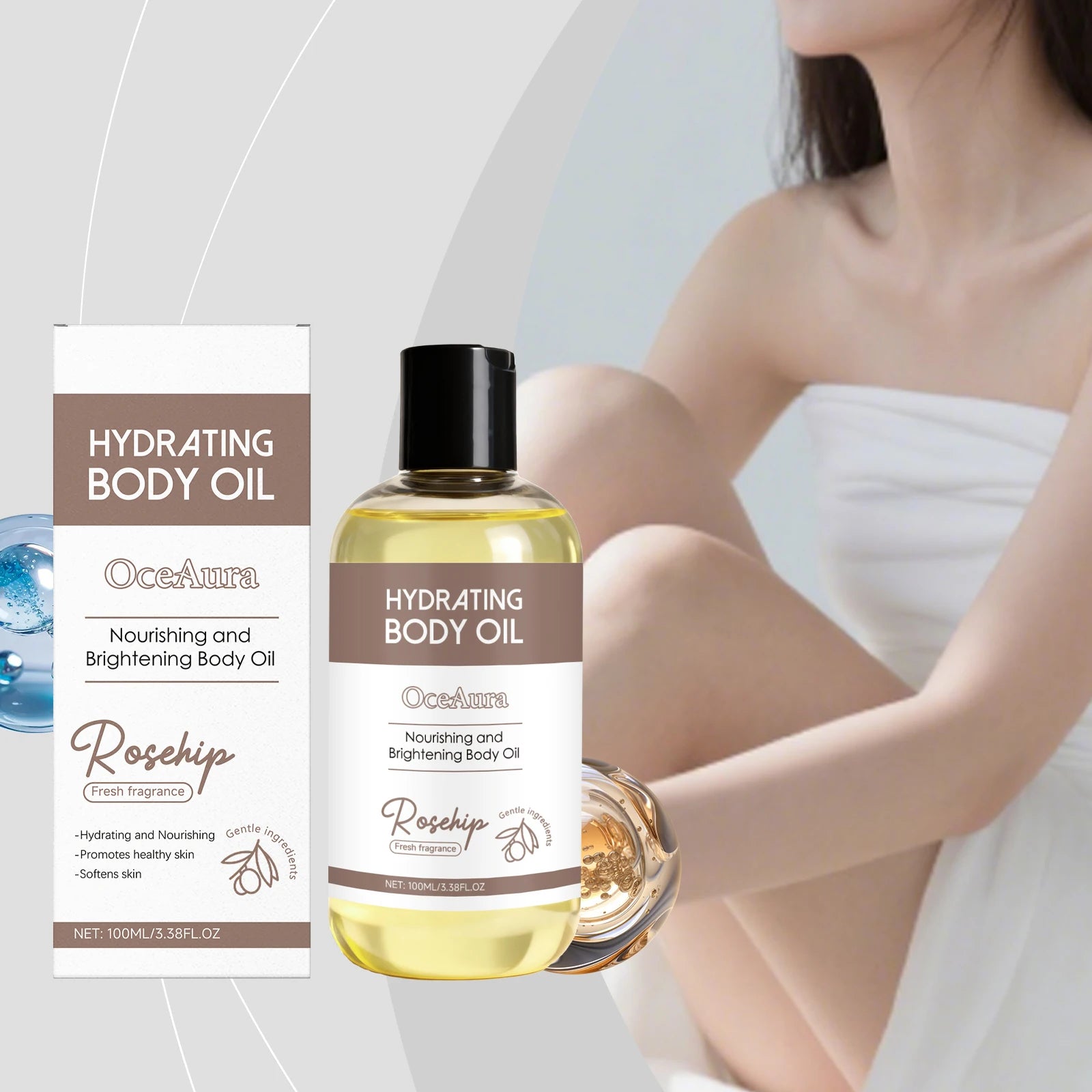 OceAura Anti-Dryness Firming Body Oil Moisturizes Skin Brightens Skin Radiance Smooth Soft Hydrating Refreshing Body Oil Oasis Select