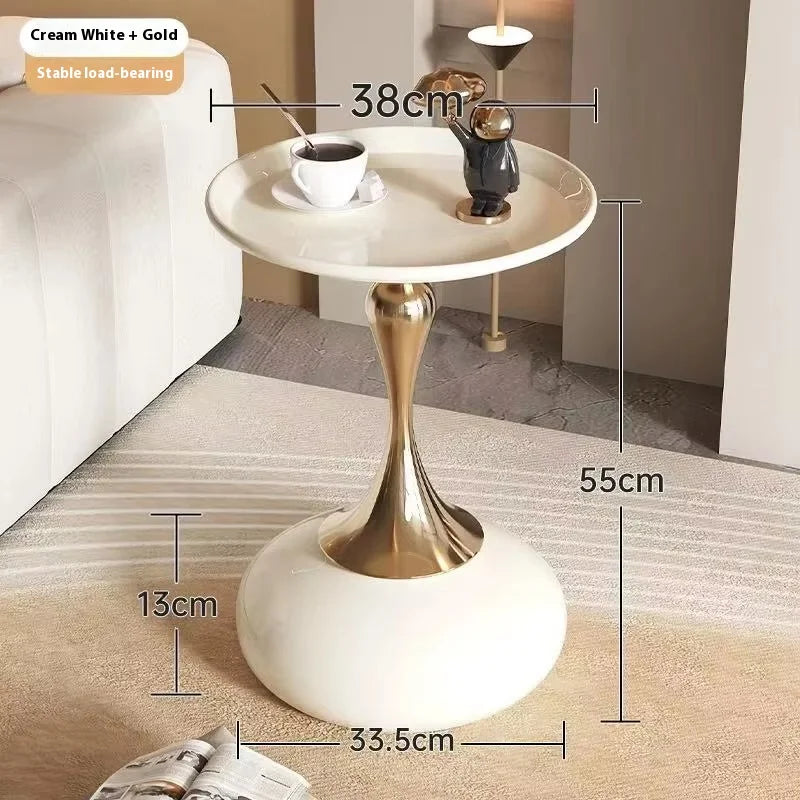 Nordic Metal Coffee Tables Mobile Portable Side Table Living Room Coffee Table Light Luxury Storage Rack Bedroom Furniture Oasis Select White gold pillar
