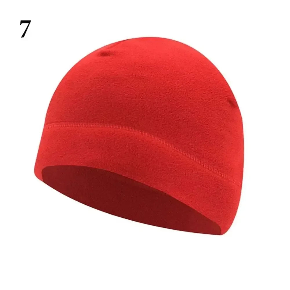 Men Polar Fleece Caps Winter Warm Outdoor Sports Skiing Cycling Cap Hat Windproof Soft Beanie Cap Women Ski Bike Hat Caps Oasis Select 07Red