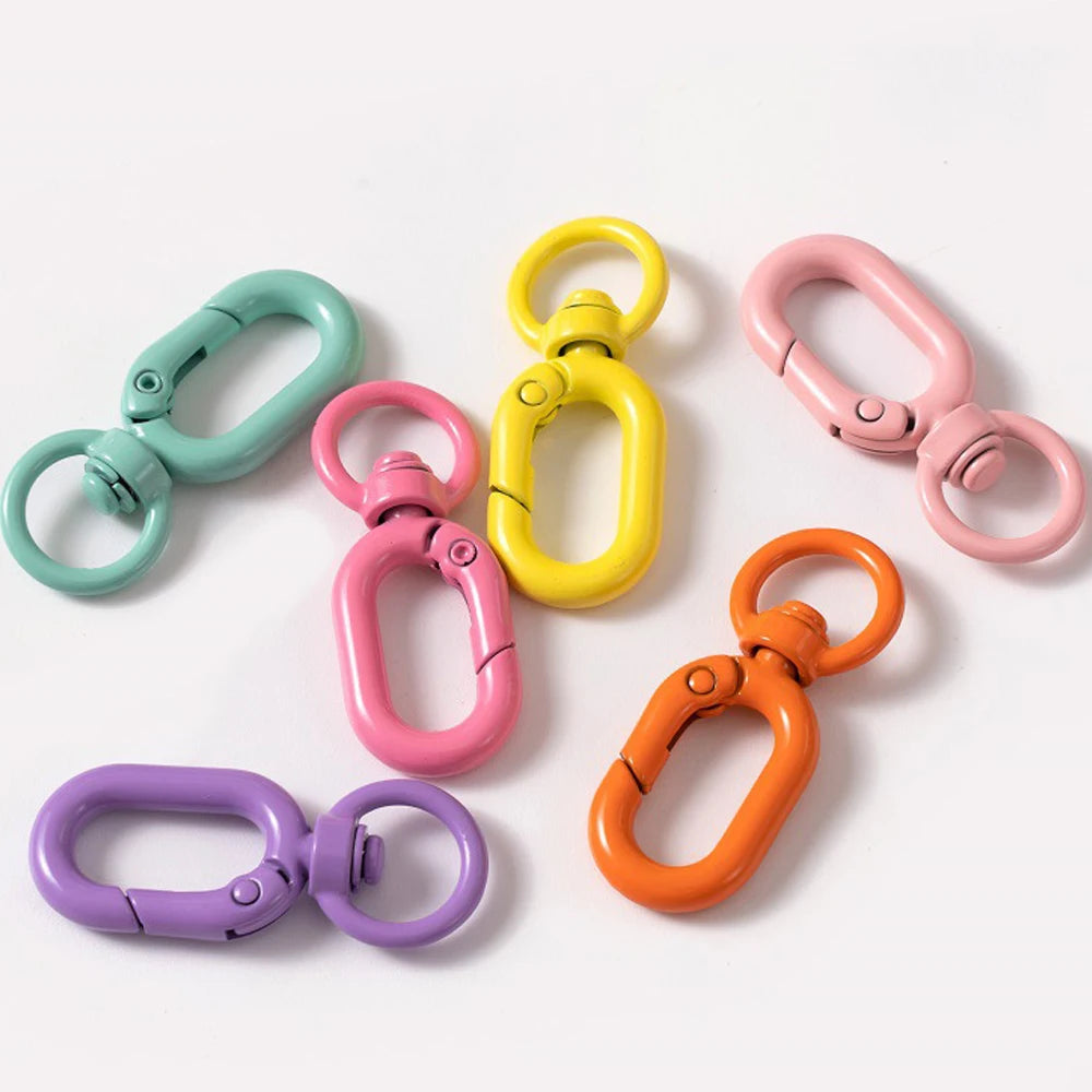 5pcs Colorful Metal Lobster Claw Clasps Swivel Lanyards Trigger Strap with Key Ring DIY Accessories for Bag Key Chains Connector Oasis Select