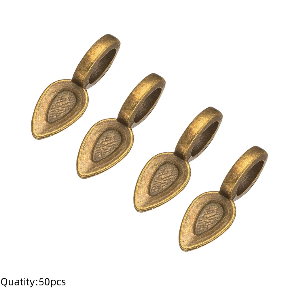 20/50pcs Spoon Glue-on Flat Pad Pendant Bail Oval Scrabble Linking Charm Bails Charm Connector Hangers for DIY Jewelry Making Oasis Select K0095AB21X8