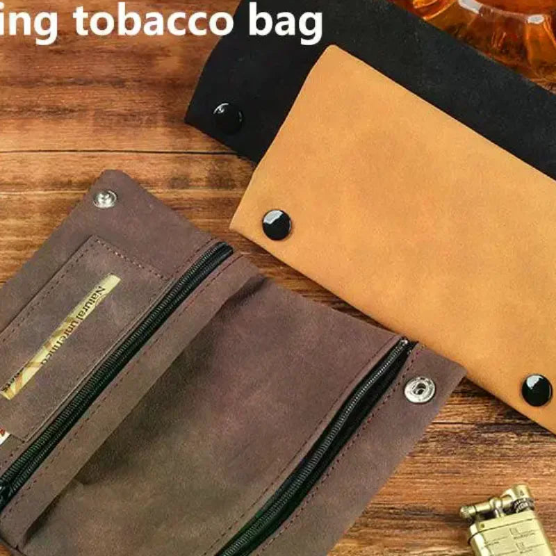 Frosted Leather Hand Cigarette Bag Foldable Storage Bag Handmade Tobacco Lighter Pouch Multifunctional Tobacco Moisturizing Bag Oasis Select