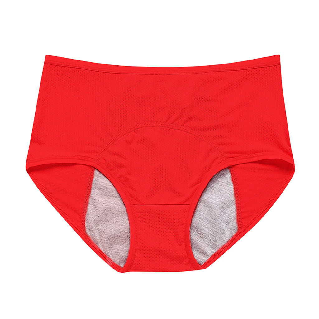 Women's Period Panties – Leak-Proof Cotton Mid-Waist Briefs Period Panties Oasis Select Red 2XL