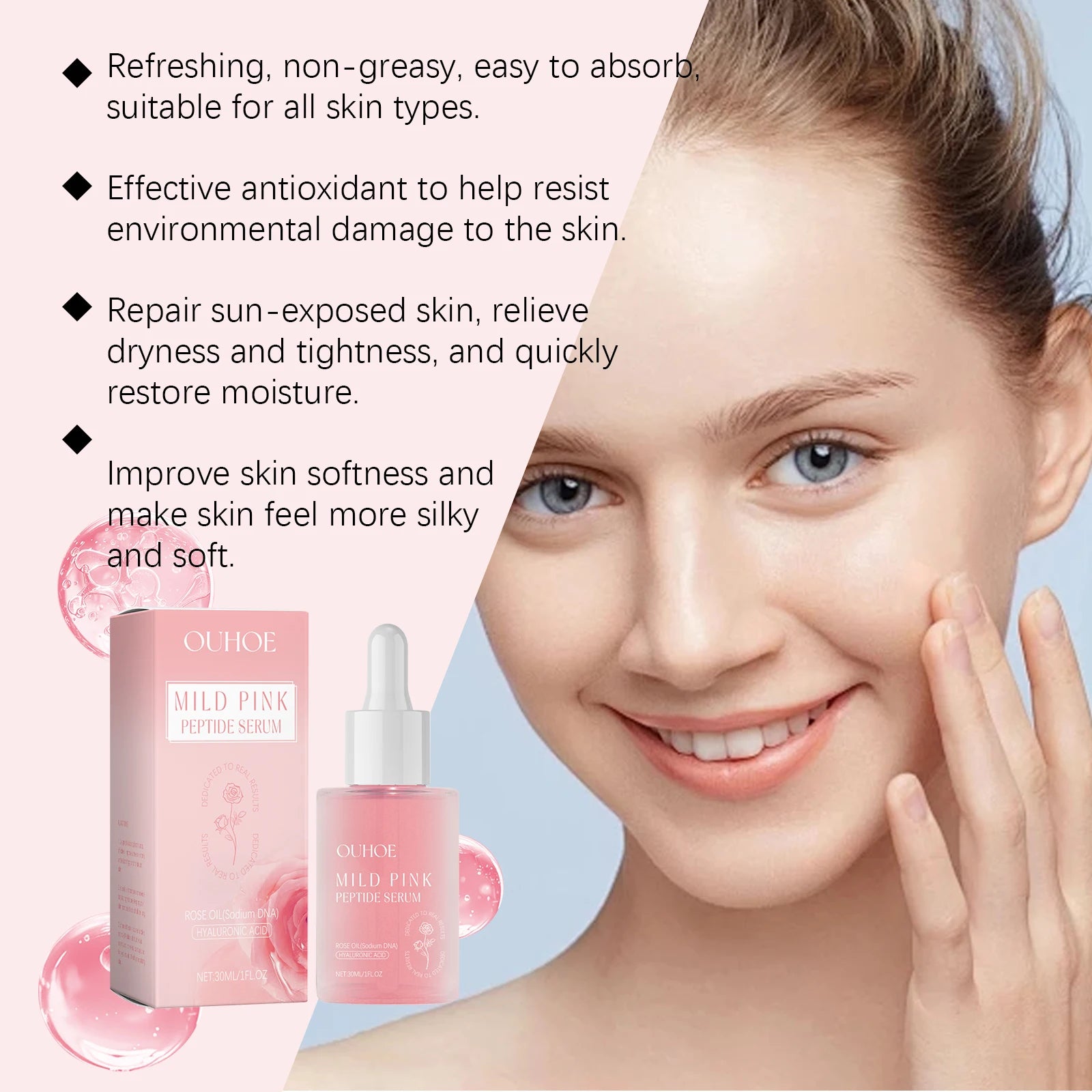 30ML Rose Face Care Serum Gentle Nourishing Increase Skin Elasticity Glowing Reduce Roughness Hydrating Repairing Facial Essence Oasis Select