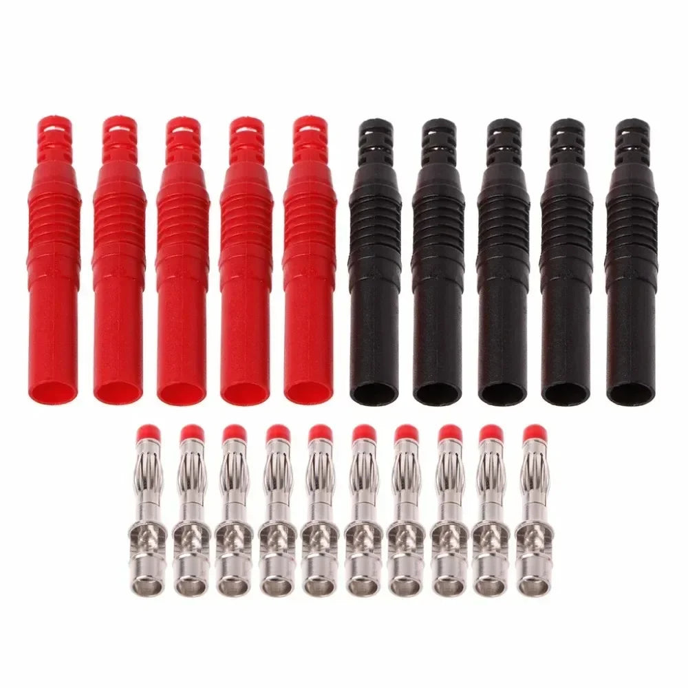 5pcs Straight 4mm Plug Banana Plug Stackable Connector Banana Socket Black Red Banana Jack For Instrumentation Oasis Select