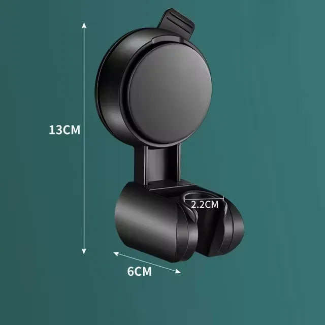 New Unique Horizontal Setting Suction cup Handheld Shower Head Holder Large Shower Head Supports Relocatable Wall mounted Oasis Select Black