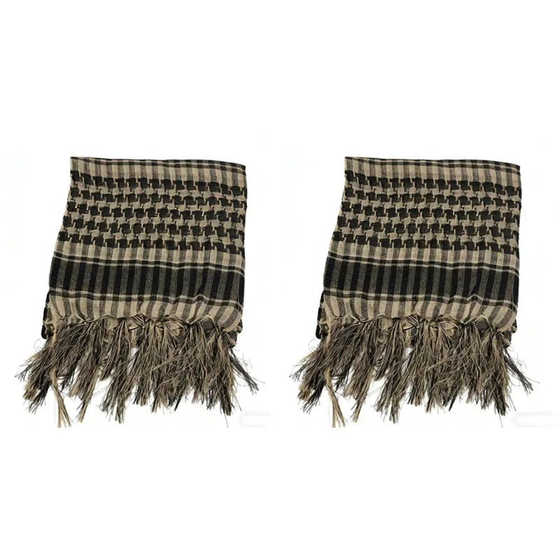 1/2pcs Men Women Scarf Plaid Tartan Lightweight Cotton Keffiyeh Scarf For Winter Square Shawl Scarf Tactical Neck Warmer Cover Oasis Select 2pcs Mud